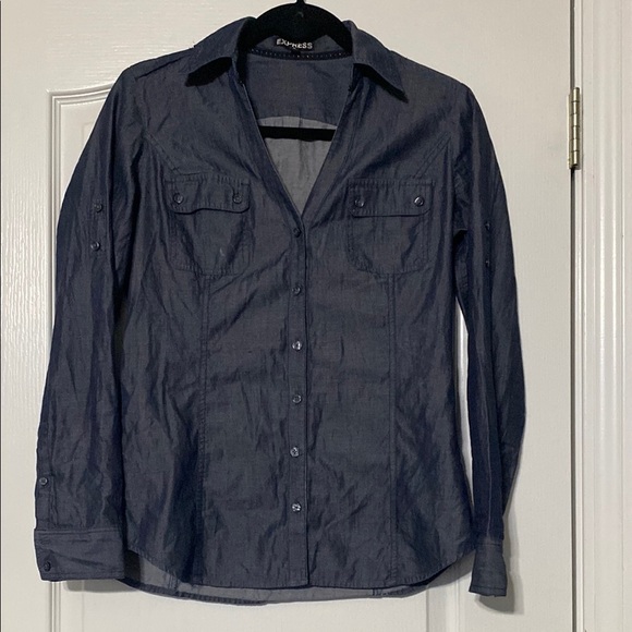 Express Dark Blue Button-Up Shirt - Picture 1 of 2
